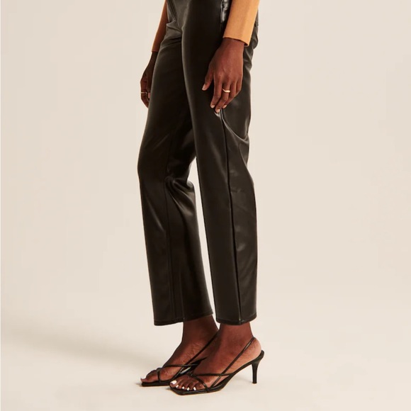 Abercrombie Vegan Leather Ankle Straight Pants NWT - Picture 2 of 6